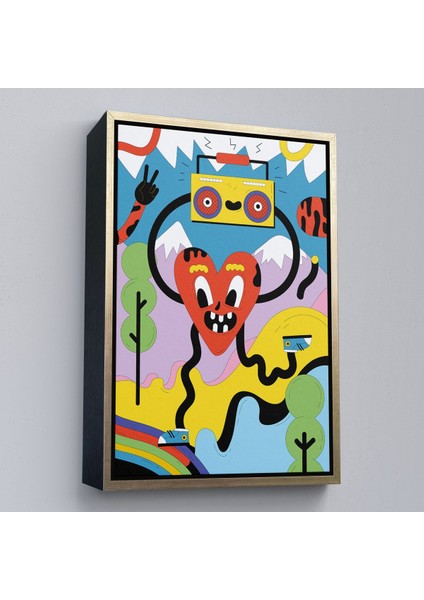 Kahverengi Çerçeveli Ikonik Pop Art Uzaylı Tablosu fiyatları