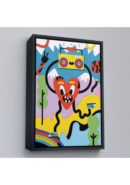 Kahverengi Çerçeveli Ikonik Pop Art Uzaylı Tablosu modelleri