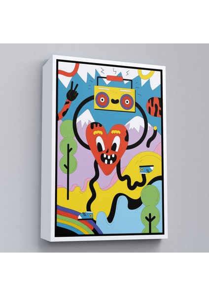 Kahverengi Çerçeveli Ikonik Pop Art Uzaylı Tablosu fırsatları