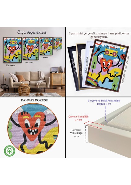 Kahverengi Çerçeveli Ikonik Pop Art Uzaylı Tablosu indirimleri