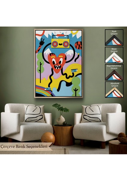 Kahverengi Çerçeveli Ikonik Pop Art Uzaylı Tablosu