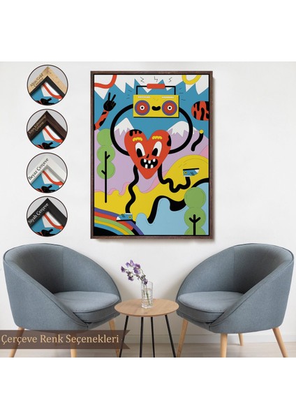 Kahverengi Çerçeveli Ikonik Pop Art Uzaylı Tablosu