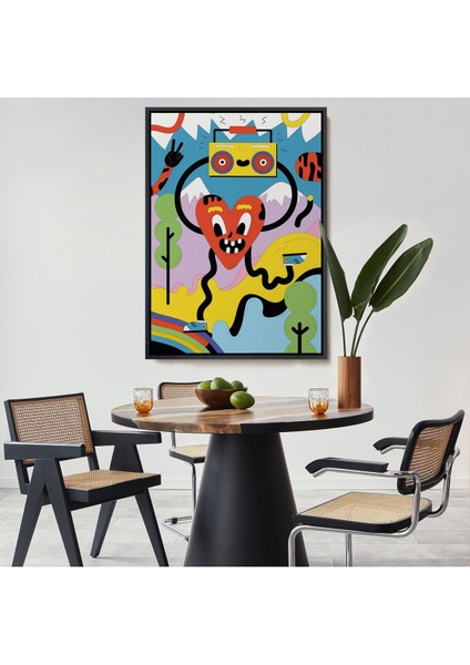 Kahverengi Çerçeveli Ikonik Pop Art Uzaylı Tablosu