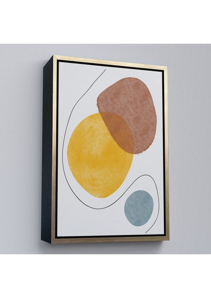 Altın Çerçeveli Dairesel Soyut Tablo