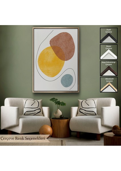 Altın Çerçeveli Dairesel Soyut Tablo