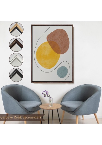 Altın Çerçeveli Dairesel Soyut Tablo