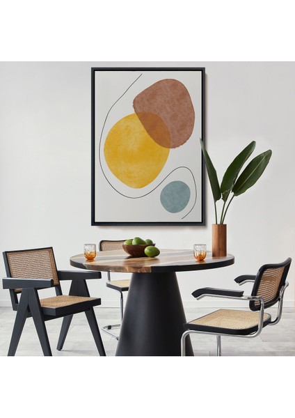 Altın Çerçeveli Dairesel Soyut Tablo