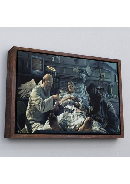 Altın Çerçeveli Azrail ve Melek Kumar Oynuyor Kanvas Tablo, Ölüm Meleği Çalışıyor Tablo fırsatları