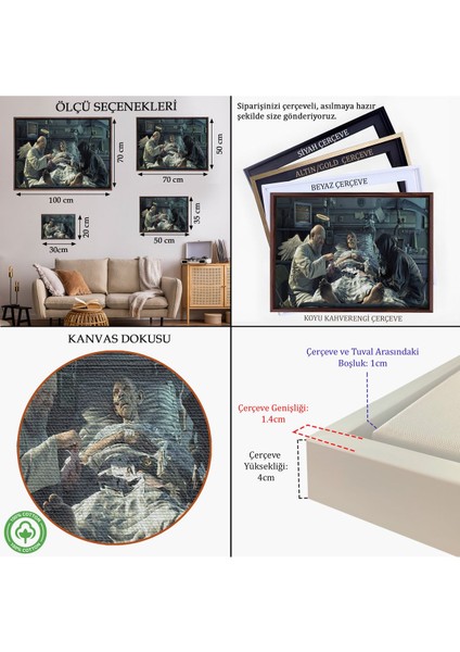 Altın Çerçeveli Azrail ve Melek Kumar Oynuyor Kanvas Tablo, Ölüm Meleği Çalışıyor Tablo indirimleri