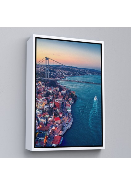 Siyah Çerçeveli Boğaziçi Kuş Bakışı Dekoratif Kanvas Tablo fiyatları