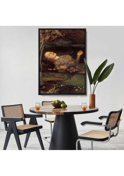 Siyah Çerçeveli Shakespeare'in Ophelia'sı Hamlet Dekoratif Duvar Tablosu