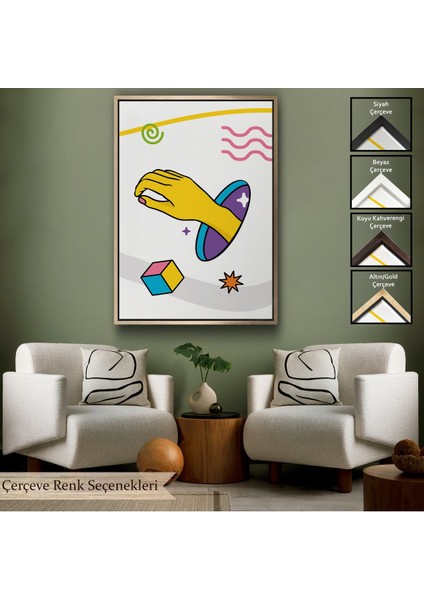 Altın Çerçeveli Pop Art Yunan Heykeli Tablosu