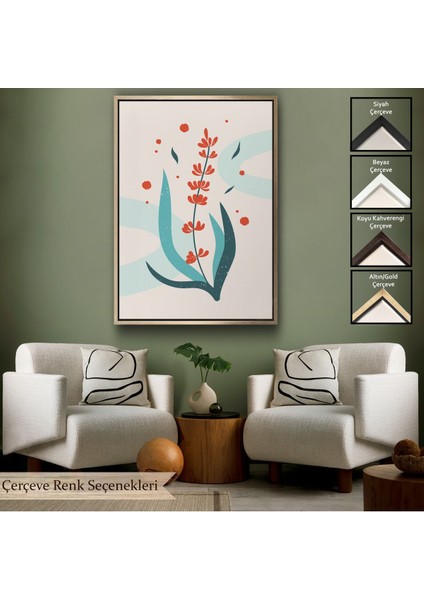 Siyah Çerçeveli Renkli Çiçek Tablosu