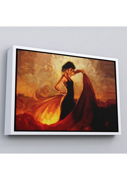 Beyaz Çerçeveli Ispanyol Dansçı Kadın Tablosu