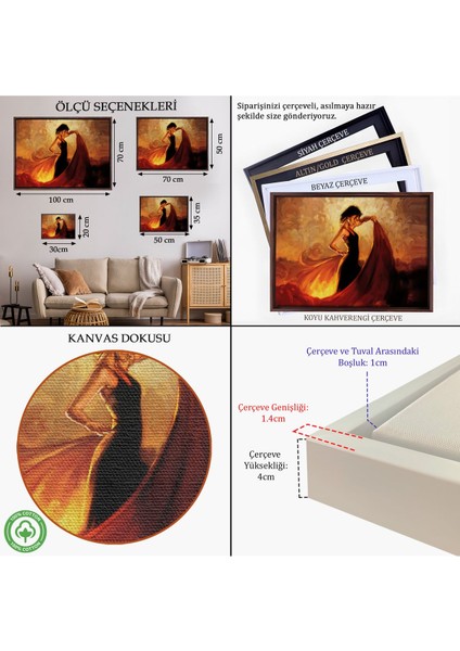 Beyaz Çerçeveli Ispanyol Dansçı Kadın Tablosu indirimleri