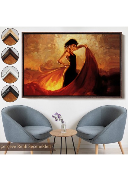 Beyaz Çerçeveli Ispanyol Dansçı Kadın Tablosu