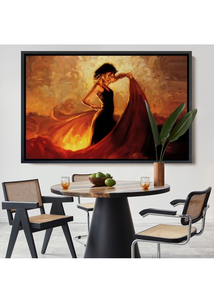 Beyaz Çerçeveli Ispanyol Dansçı Kadın Tablosu