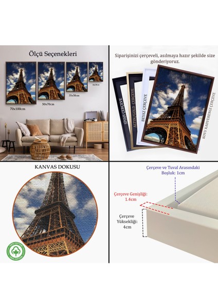 Siyah Çerçeveli Fransa Paris Eyfel Kulesi Duvar Tablosu indirimleri
