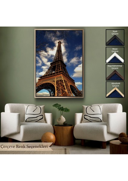 Siyah Çerçeveli Fransa Paris Eyfel Kulesi Duvar Tablosu