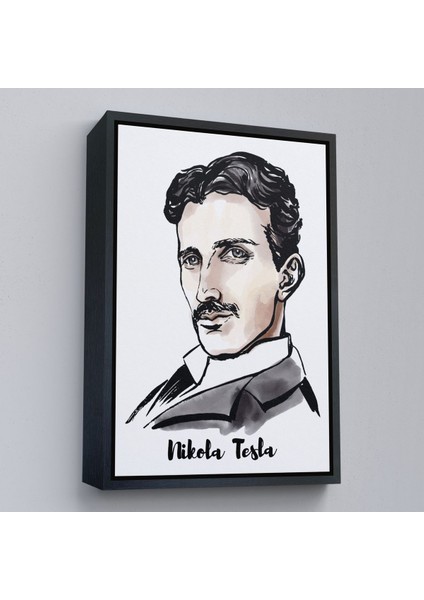 Kahverengi Çerçeveli Nikola Tesla Dekoratif Kanvas Tablo modelleri