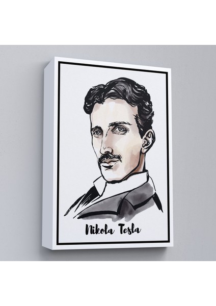Kahverengi Çerçeveli Nikola Tesla Dekoratif Kanvas Tablo fırsatları