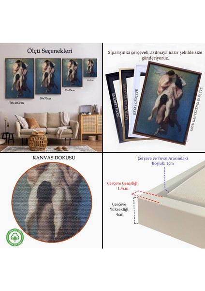 Kahverengi Çerçeveli Nicolas Francois Octave Tassaert, La Femme Damnée (1859) Klasik Kanvas Tablo indirimleri