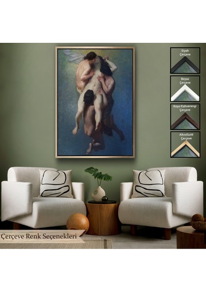 Kahverengi Çerçeveli Nicolas Francois Octave Tassaert, La Femme Damnée (1859) Klasik Kanvas Tablo