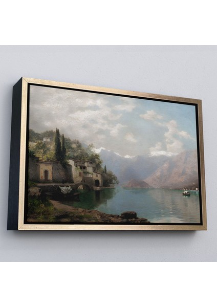 Altın Çerçeveli Robert Schultze' Komo Gölü Tablosu - Bellagio By Lake Como