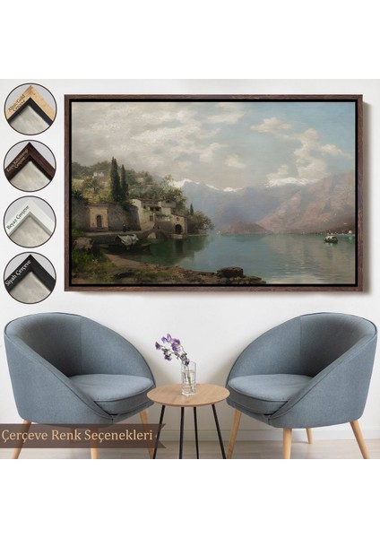 Altın Çerçeveli Robert Schultze' Komo Gölü Tablosu - Bellagio By Lake Como