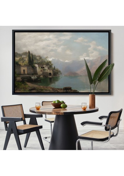 Altın Çerçeveli Robert Schultze' Komo Gölü Tablosu - Bellagio By Lake Como