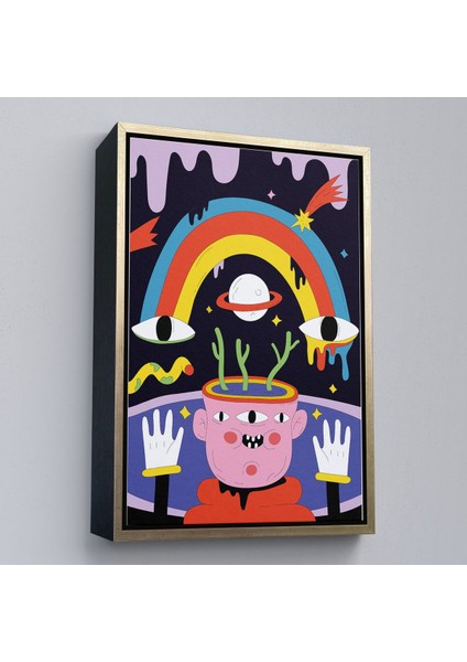 Beyaz Çerçeveli Ikonik Pop Art Uzaylı Tablosu modelleri