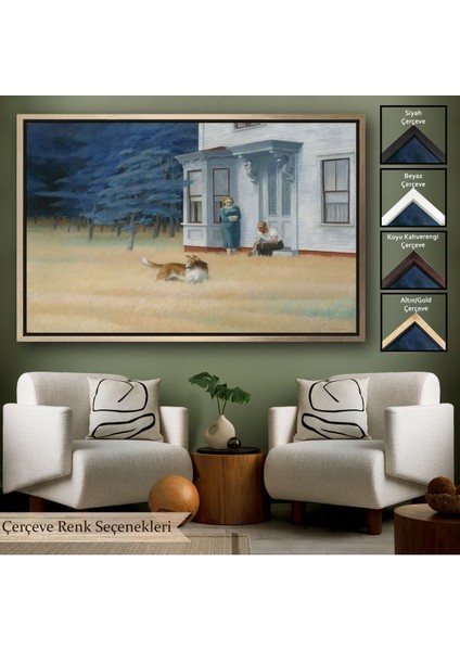 Altın Çerçeveli Edward Hopper - Cape Cod Akşamı Tablo