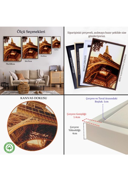 Siyah Çerçeveli Paris Eyfel Kulesi Duvar Tablosu indirimleri