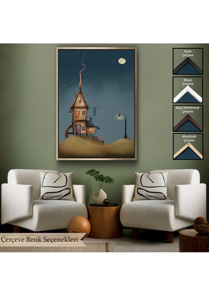 Kahverengi Çerçeveli Güzel Ev Dekoratif Duvar Tablosu