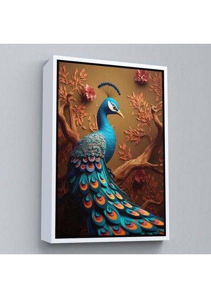 Beyaz Çerçeveli Modern Tavus Kuşutablosu