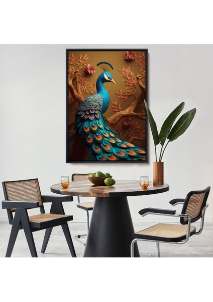 Beyaz Çerçeveli Modern Tavus Kuşutablosu