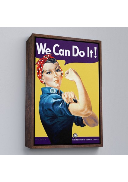 Kahverengi Çerçeveli We Can Do It Tablosu