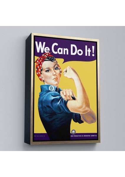 Kahverengi Çerçeveli We Can Do It Tablosu fiyatları
