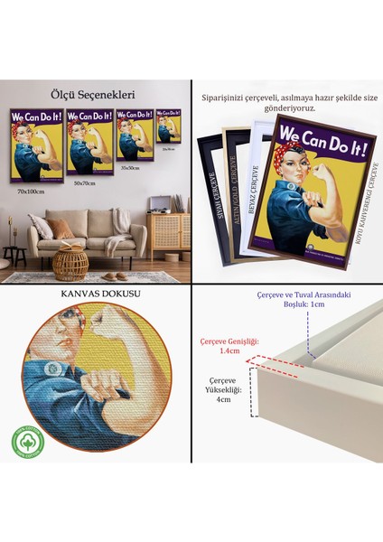Kahverengi Çerçeveli We Can Do It Tablosu indirimleri