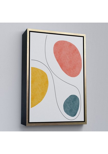 Altın Çerçeveli Dairesel Soyut Tablo