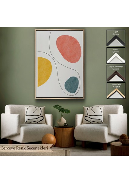 Altın Çerçeveli Dairesel Soyut Tablo
