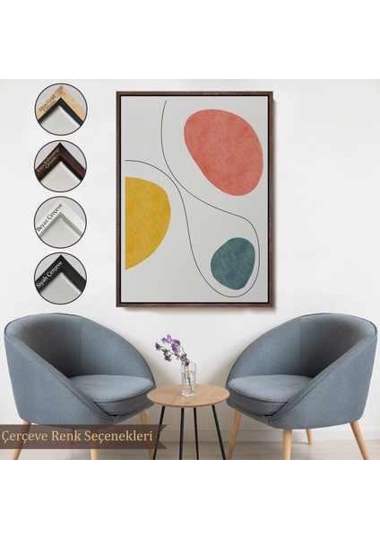 Altın Çerçeveli Dairesel Soyut Tablo