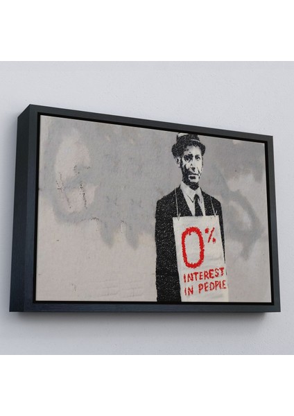 Altın Çerçeveli Banksy % 0 Faiz Oranı Isimli Çalışması Kanvas Tablo / % 0 Interest In People fiyatları