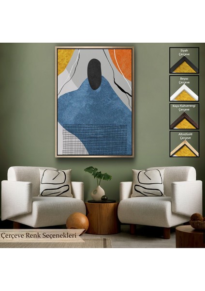 Siyah Çerçeveli Modern Renkli Soyut Tablo