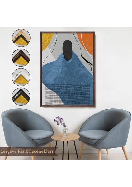 Siyah Çerçeveli Modern Renkli Soyut Tablo