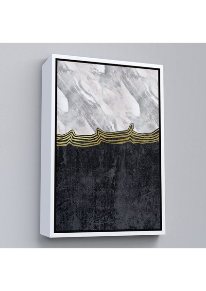 Siyah Çerçeveli Siyah Beyaz Mermer Desenli Dekoratif Kanvas Tablo fiyatları