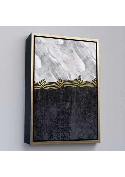 Siyah Çerçeveli Siyah Beyaz Mermer Desenli Dekoratif Kanvas Tablo fırsatları