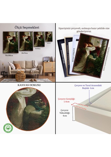 Altın Çerçeveli Romeo ve Juliet Dekoratif Duvar Tablosu indirimleri