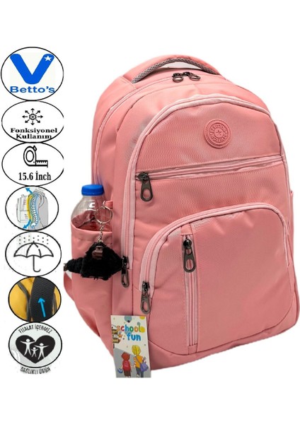 1710 Suya Dayanıklı Okul Sırt Çantası Unisex Günlük Okul Çantası Pudra