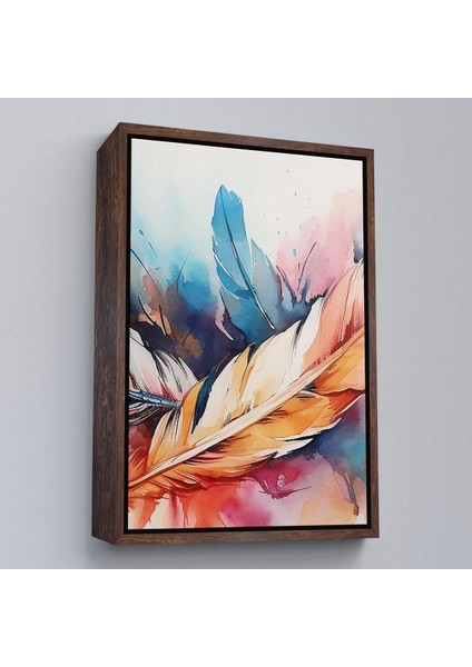 Beyaz Çerçeveli Suluboya Görünümlü Modern Tüy Tablosu fiyatları